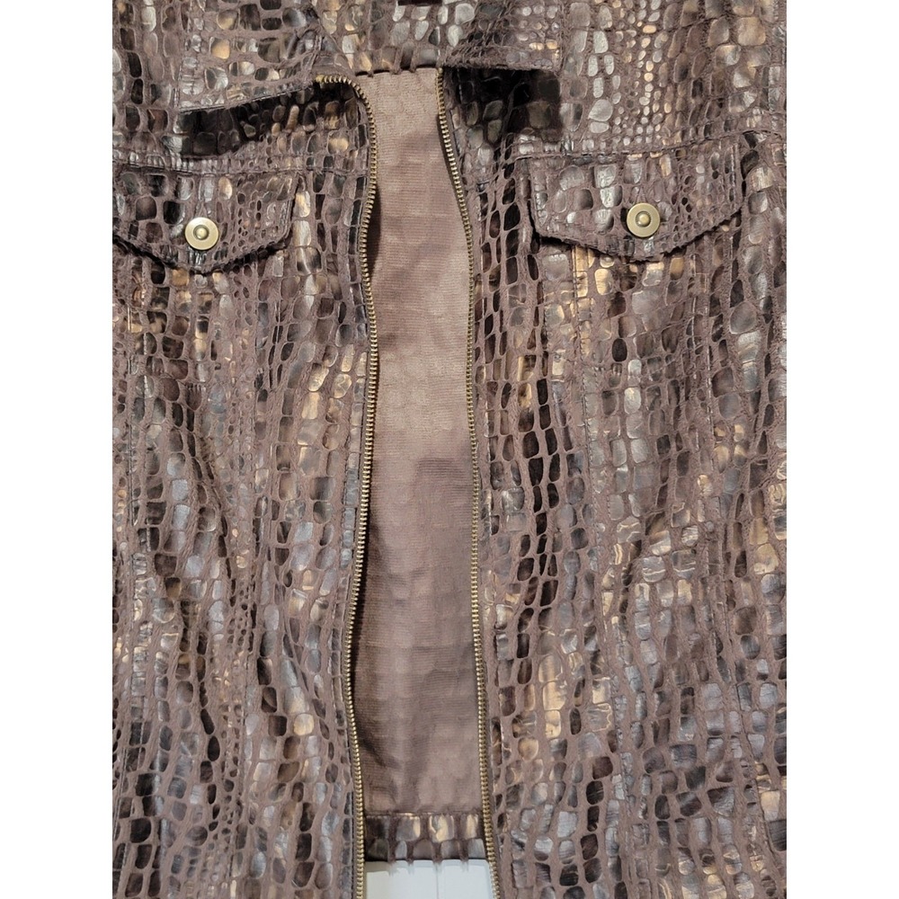 Ruby Rd Women's Size 14 Long‎ Sleeve Zip-Up Jacket Brown Animal Print - Picture 2 of 7